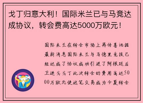 戈丁归意大利！国际米兰已与马竞达成协议，转会费高达5000万欧元！